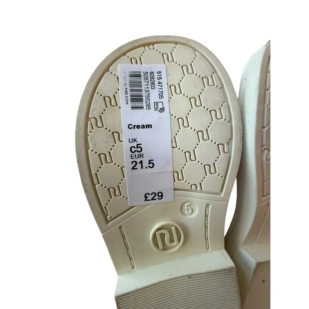 River Island Baby Cream Bow Ankle Boots Size UK C5 EUR 21.5